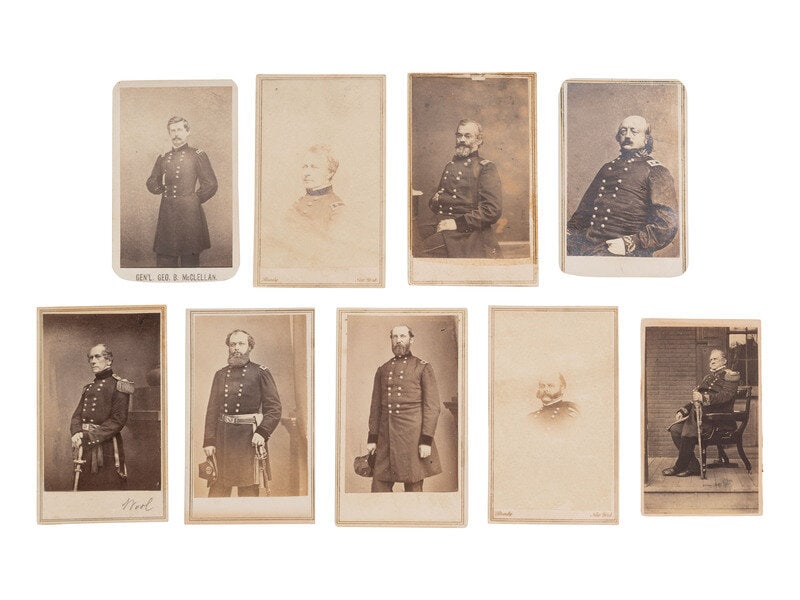[CIVIL WAR]. 9 CDVs of Union generals by Brady, incl. GILLMORE, BUTLER, and SCOTT.  (1 of 2)