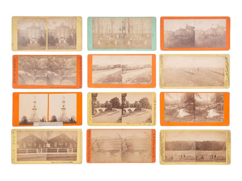 [CIVIL WAR]. 31 post-war views of Gettysburg and vicinity.: [CIVIL WAR]. 31 post-war views of Gettysburg and vicinity. 31 stereoviews on mostly yellow and orange mounts, most credited to TIPTON & CO., but also including examples by MUMPER & CO., P. S.