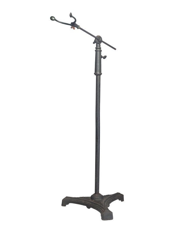 [EARLY PHOTOGRAPHY]. Vintage cast iron photographer's studio head clamp and "unipod."  (1 of 3)