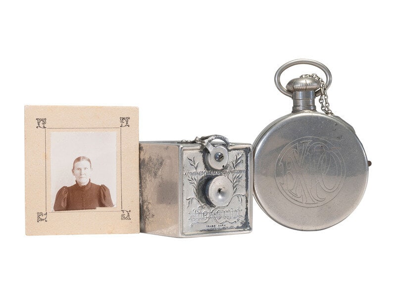 [CAMERAS]. 2 miniature cameras, incl. Kombi and Expo Watch camera. (1 of 2)