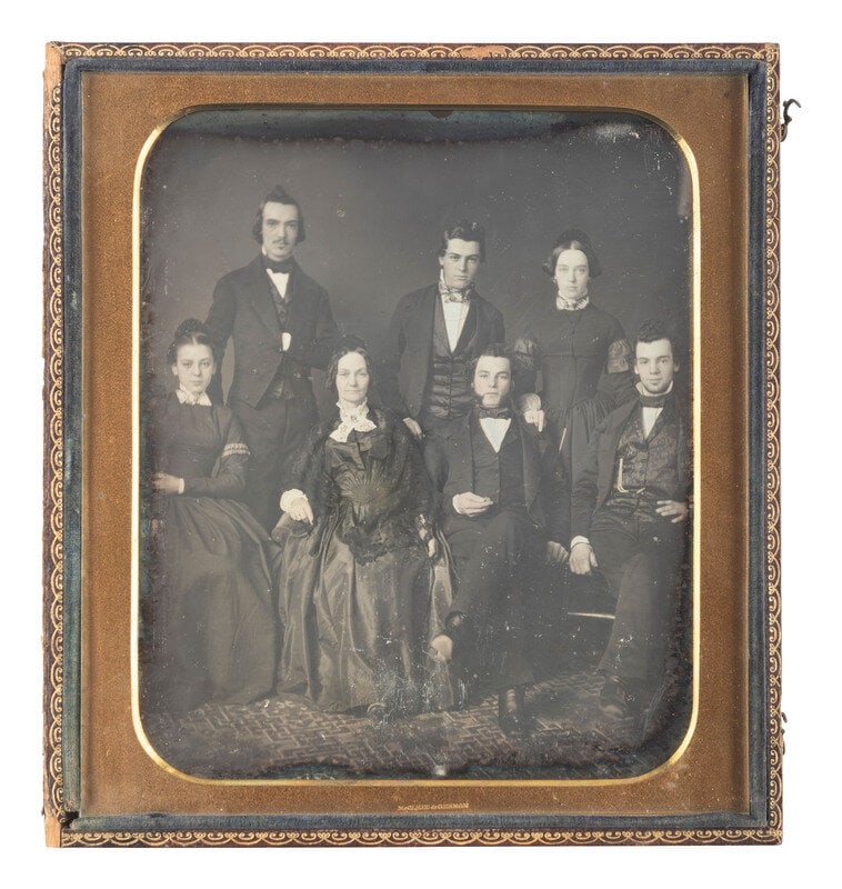 [EARLY PHOTOGRAPHY]. Two daguerreotypes of families, incl. oversized portrait by McClees and Germon, (1 of 4)