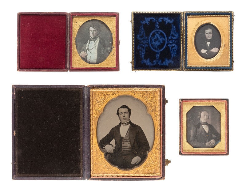 [EARLY PHOTOGRAPHY]. A group of 4 cased images of interesting men, incl. half plate ambrotype in dou (1 of 1)