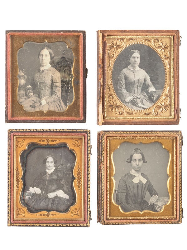 [EARLY PHOTOGRAPHY]. 23 sixth plate daguerreotypes of women with severe or unpleasant expressions, i (1 of 6)
