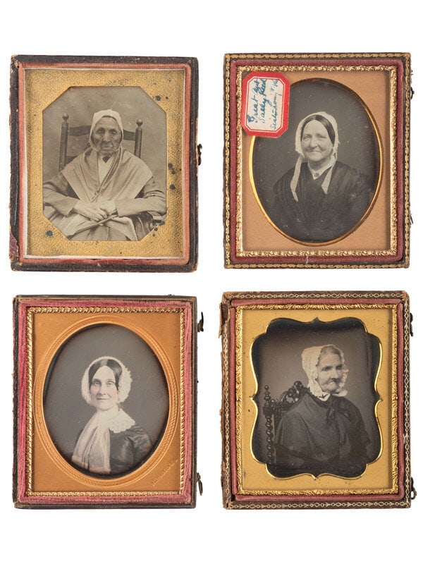[EARLY PHOTOGRAPHY]. 26 sixth plate daguerreotype portraits of middle aged and older women wearing b (1 of 7)