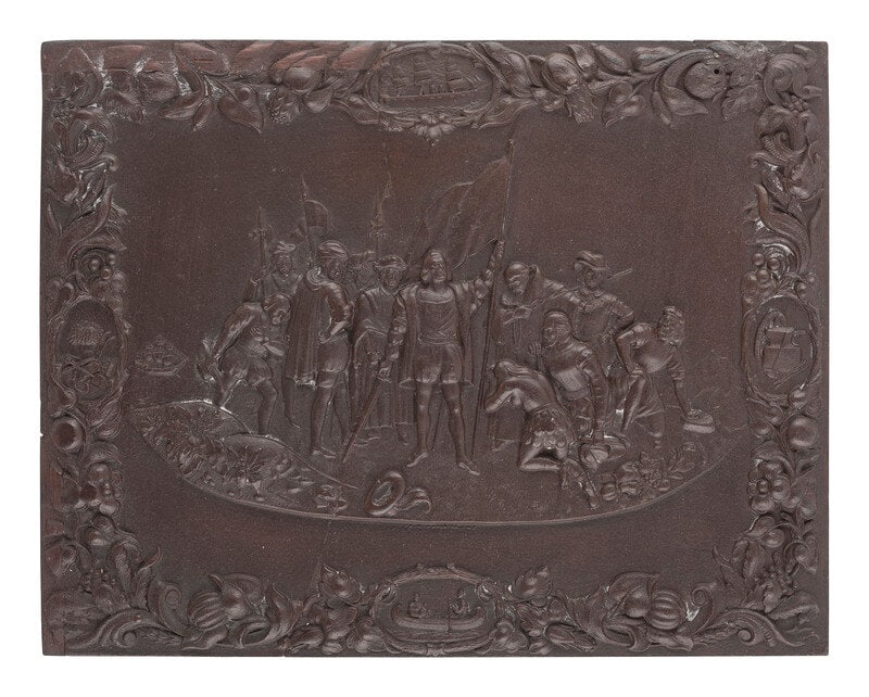 [EARLY PHOTOGRAPHY]. Landing of Columbus. Reproduction Union case crafted in wood. (1 of 2)
