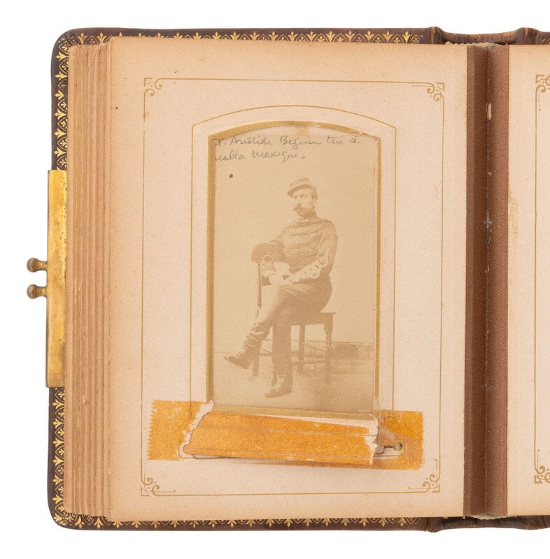 [MEXICO - FRANCE - EARLY PHOTOGRAPHY]. French family album incl. CDVs of soldiers who participated i (1 of 3)