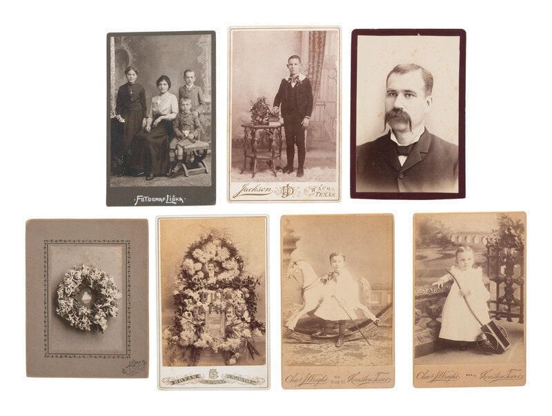 [EARLY PHOTOGRAPHY]. Four albums containing CDVs, tintypes, and cabinet cards of varying subjects.  (1 of 10)