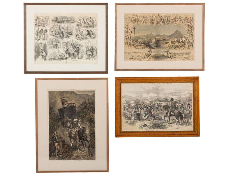 [WESTERN AMERICANA]. Four scenes of the American West from illustrated magazines, incl. Harper's.  (1 of 1)