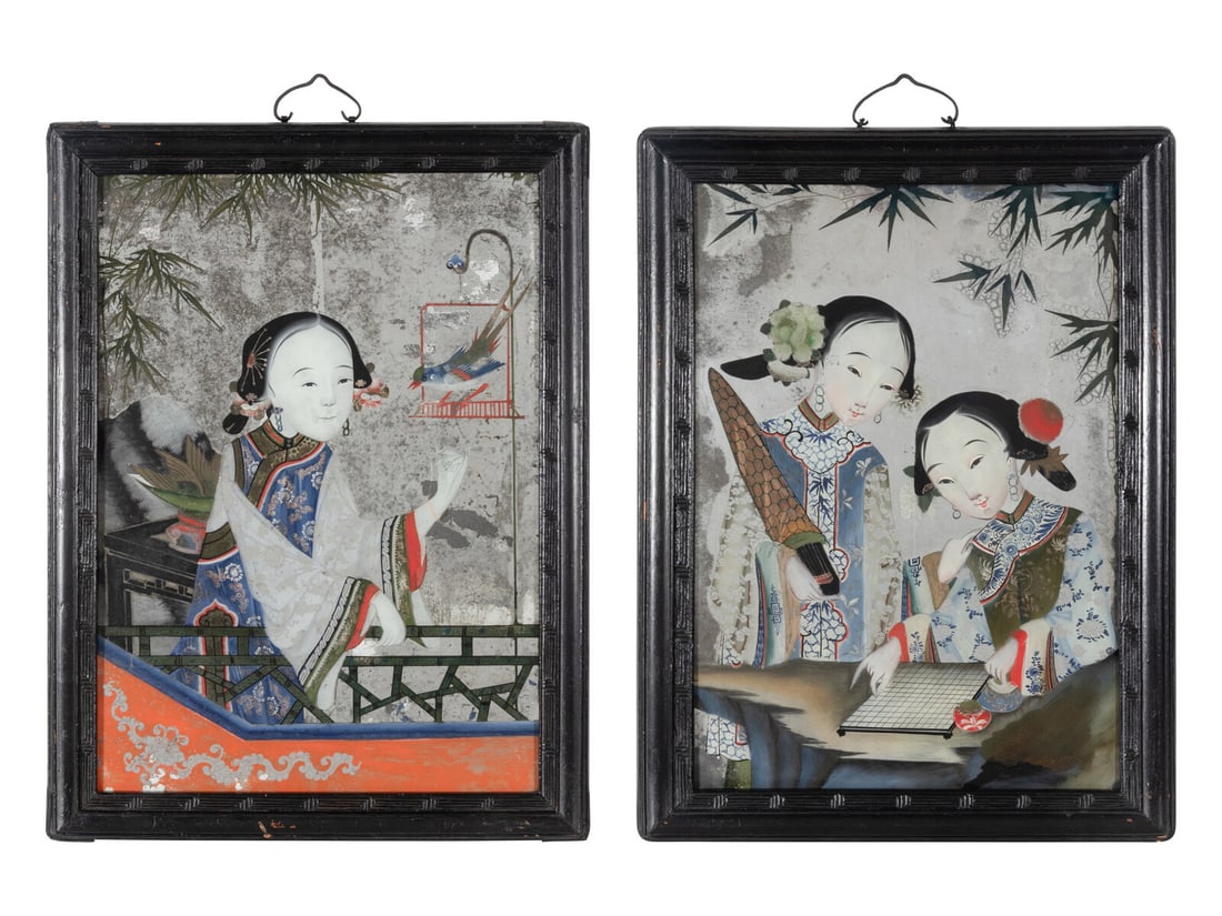 A Pair of Chinese Reverse Painted Mirrors (1 of 17)
