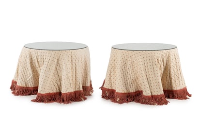 A Pair of Custom Skirted Side Tables