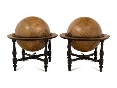 A Pair of Regency 12-Inch Celestial and Terrestrial Table Globes