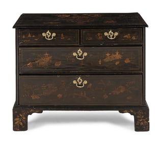 A George III Black Japanned Chest of Drawers