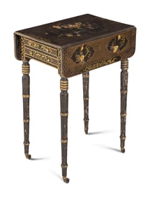 A Victorian Japanned Pembroke Table