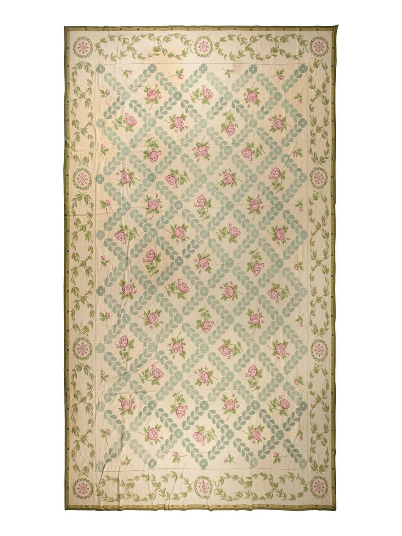 A Portuguese Needlepoint Rug: A Portuguese Needlepoint Rug Madeira, 20th Century 24 feet x 15 feet 5 inches. Property from Camp Rosemary, the Estate of Posy Krehbiel, Lake Forest, Illinois This lot is located in Chicago. Provenanc