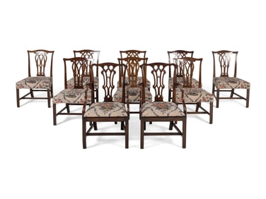 An Assembled Set of Ten George III Style Mahogany Dining Chairs