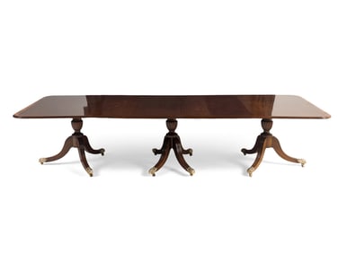 A George III Style Mahogany Triple-Pedestal Dining Table