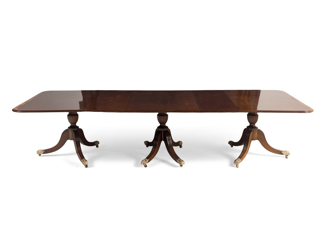 A George III Style Mahogany Triple-Pedestal Dining Table (1 of 17)