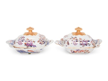 A Pair of English Stoneware Covered Vegetable Dishes