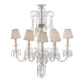 A Georgian Style Cut Glass Eight-Light Chandelier