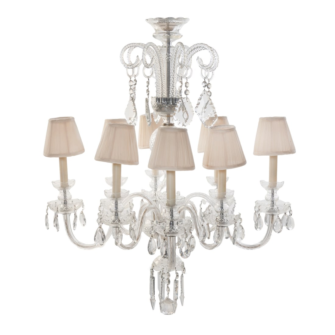A Georgian Style Cut Glass Eight-Light Chandelier: A Georgian Style Cut Glass Eight-Light Chandelier 20th Century Height 36 1/2 x diameter 31 inches. Property from Camp Rosemary, the Estate of Posy Krehbiel, Lake Forest, Illinois This lot is located i