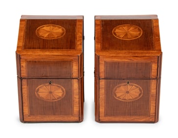 A Pair of George III Mahogany Knife Boxes