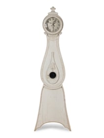 A Swedish Grey-Painted Tall Case Clock