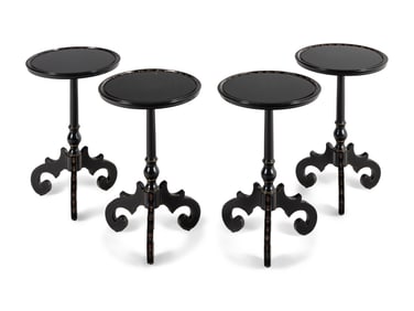 A Set of Four Victorian Style Black-Painted Side Tables