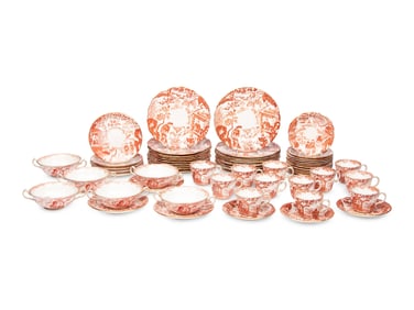 A Royal Crown Derby Red Mikado Porcelain Dinner Service