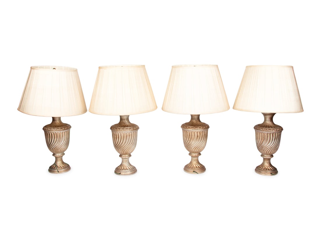 A Set of Four Silvered Wood Finial-Form Lamps (1 of 18)
