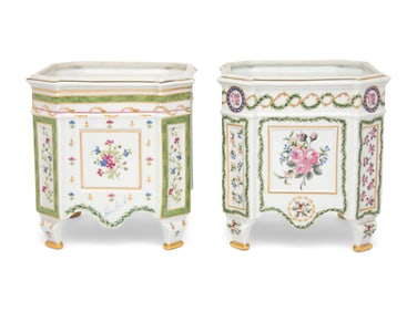 Two Haviland Porcelain Cache Pots