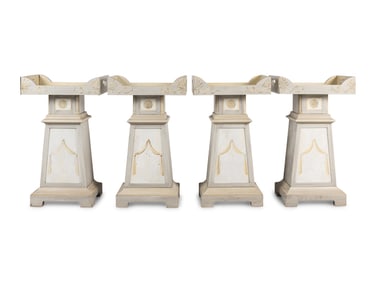 A Set of Four Swedish Neoclassical Style Pedestal Serving Tables