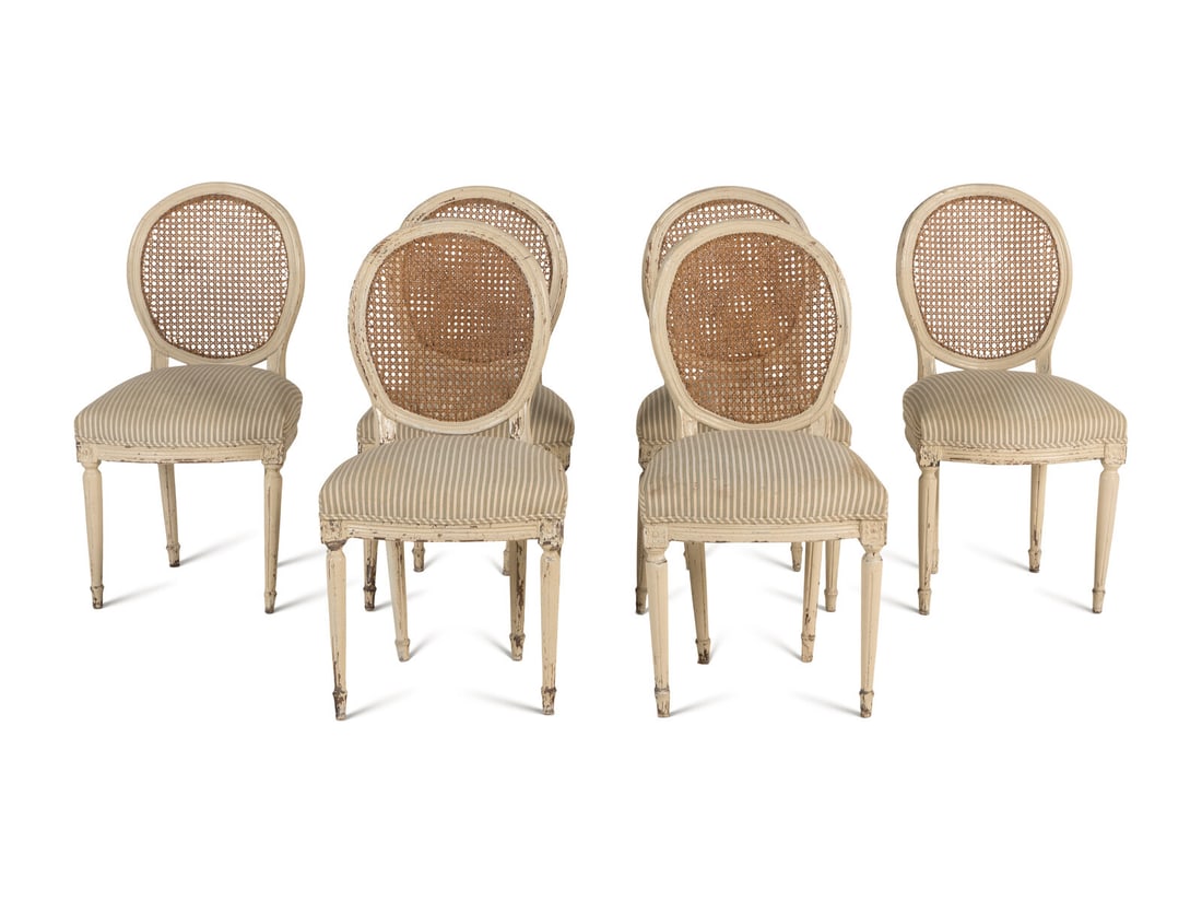 A Set of Six Louis XVI Style White-Painted Dining Chairs (1 of 18)