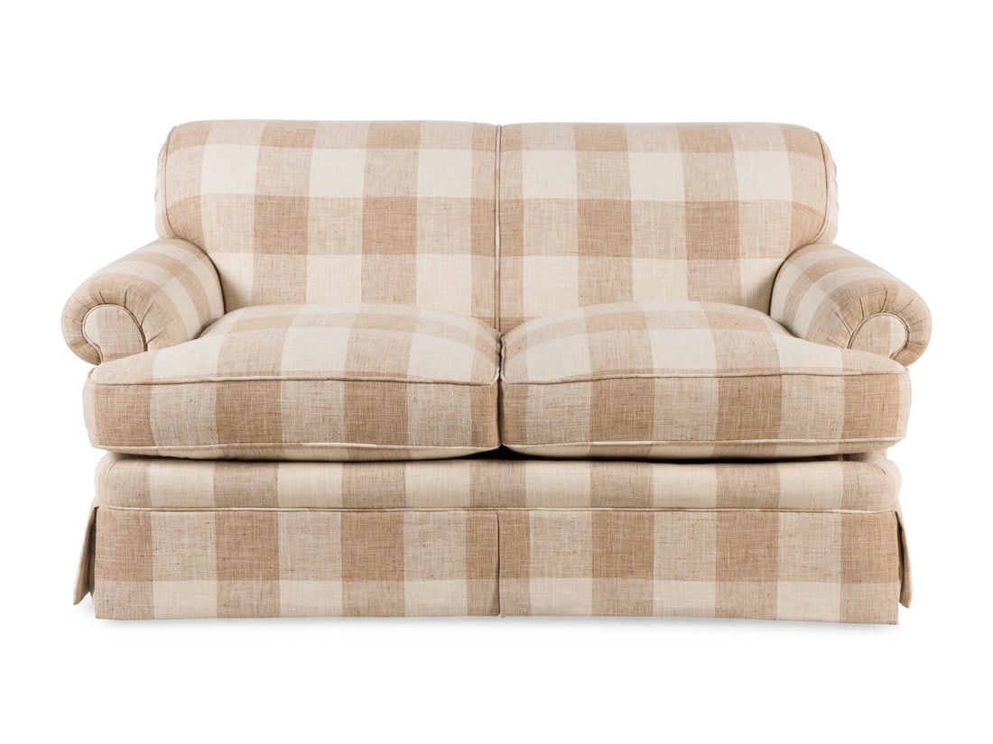A Contemporary Two-Cushion Sofa: A Contemporary Two-Cushion Sofa Height 34 x width 64 x depth 40 inches. Property from Camp Rosemary, the Estate of Posy Krehbiel, Lake Forest, Illinois This lot is located in Chicago. Camp Rosemary, a