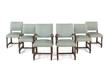 A Set of Six Jacobean Style Oak Dining Chairs