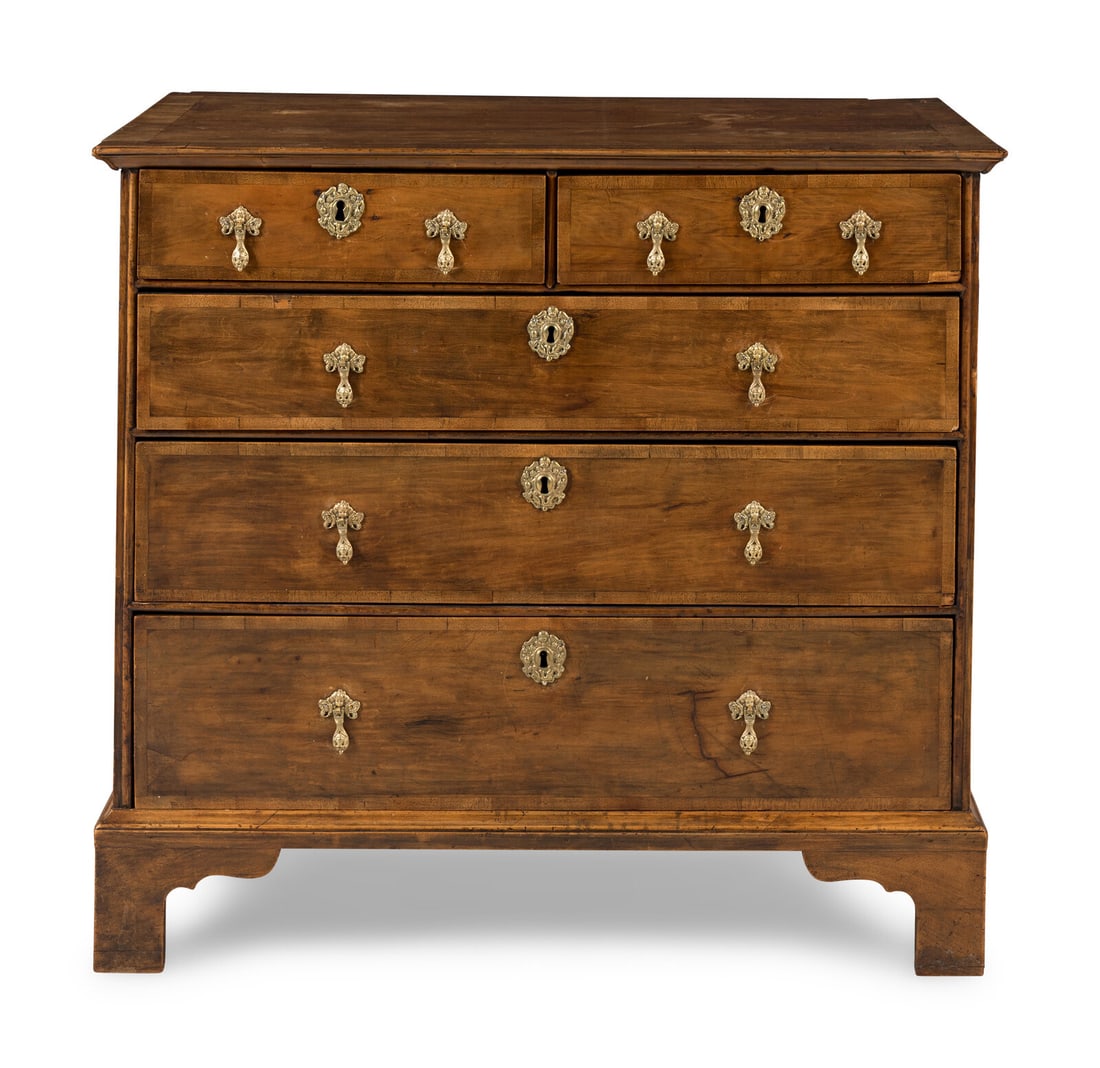 A George II Walnut and Mahogany Chest of Drawers (1 of 19)
