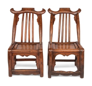 A Pair of Chinese Hardwood Child's Chairs