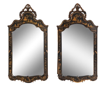 A Pair of Georgian Style Japanned Mirrors