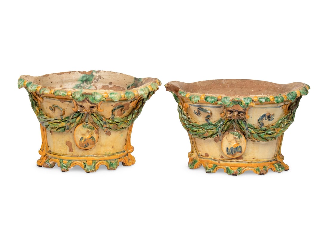 A Pair of Glazed Terracotta Jardinères (1 of 18)