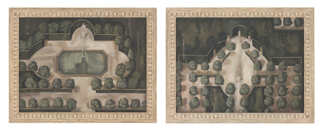 A Pair of Painted Panels Depicting Baroque Gardens (1 of 19)