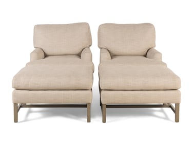 A Pair of A. Rudin Armchairs and Ottomans