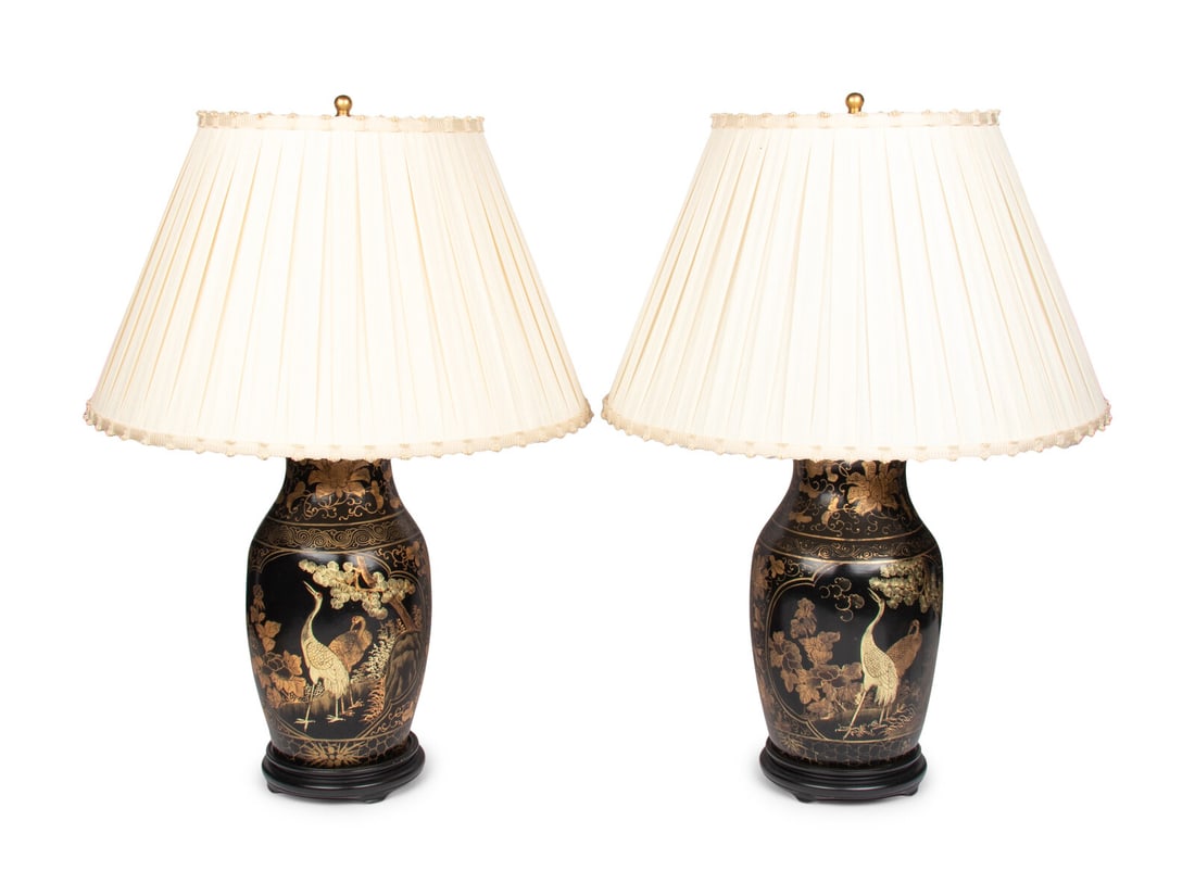 A Pair of Chinoiserie Papier Mâché Table Lamps (1 of 18)