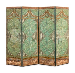 An American Four-Panel Wallpaper Floor Screen