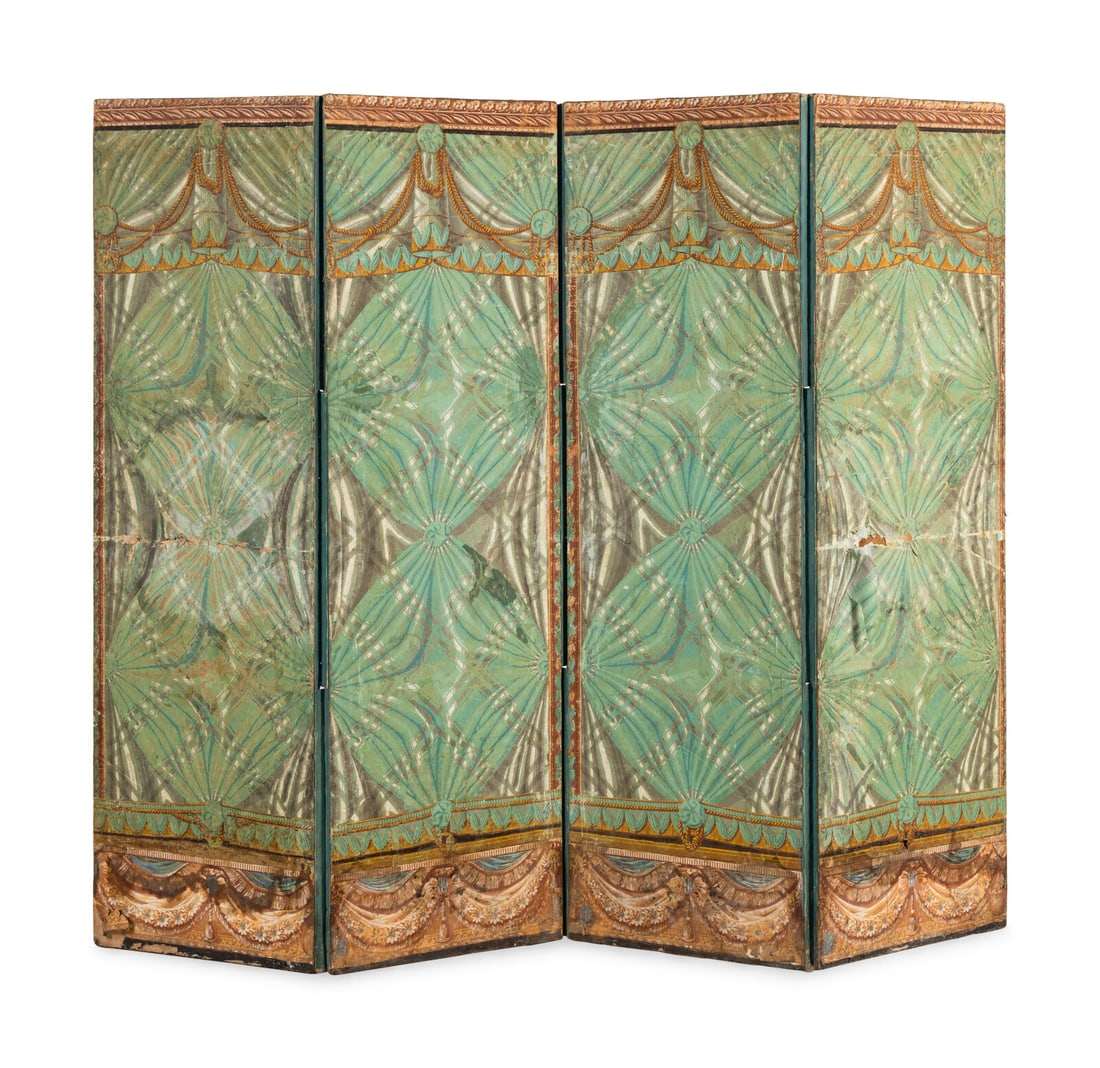 An American Four-Panel Wallpaper Floor Screen (1 of 17)