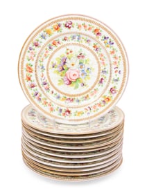 A Set of Twelve French Porcelain Cabinet Plates