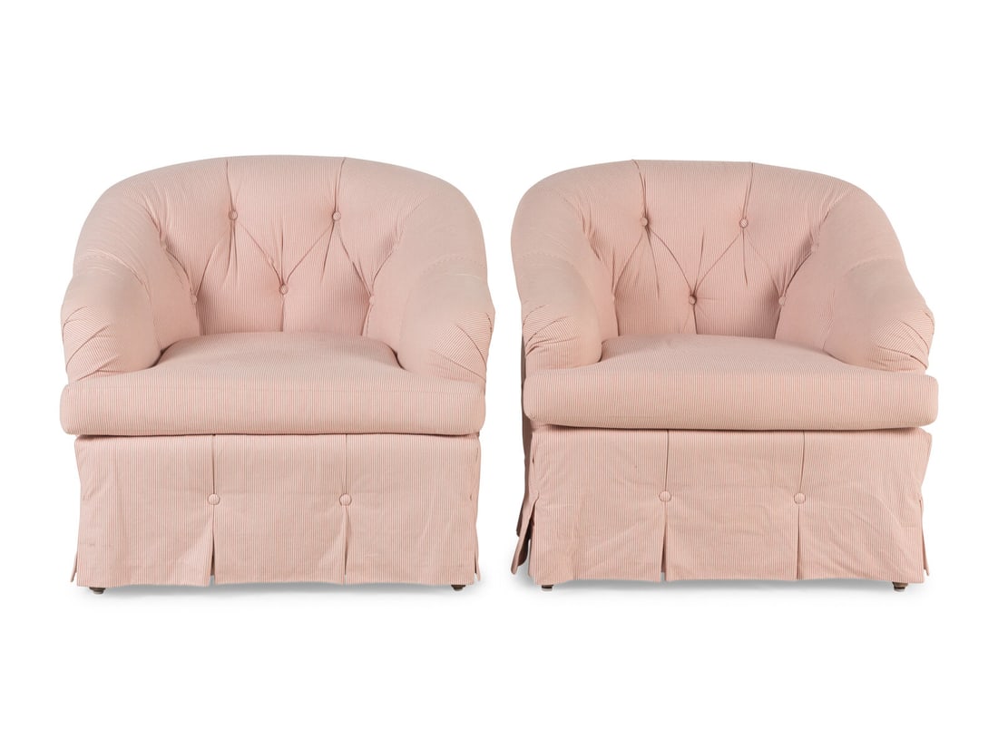 A Pair of Button-Tufted Barrel Back Armchairs (1 of 17)