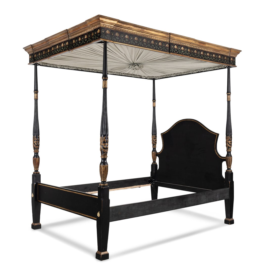 A George III Style Painted and Parcel-Gilt Tester Bed (1 of 18)