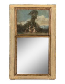 French Painted and Parcel-Gilt Trumeau Mirror