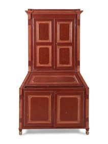 A North European Red-Painted Bureau Cabinet