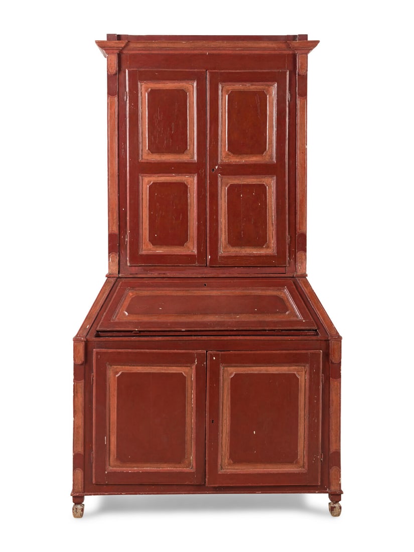 A North European Red-Painted Bureau Cabinet (1 of 18)