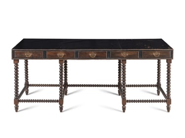 A William and Mary Style Oak and Leather-Veneer Console Table